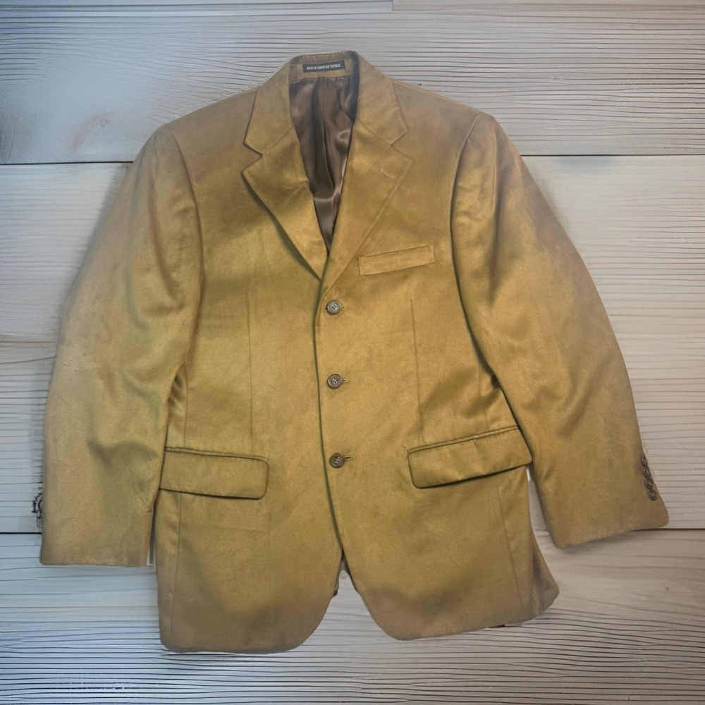 Geoffrey Beene Camel Brushed Sport Coat Mens 38S Blazer‎ Smooth Vintage